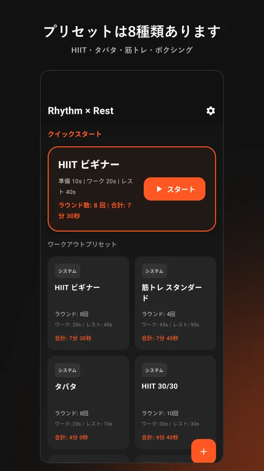 Rhythm × Restの画面